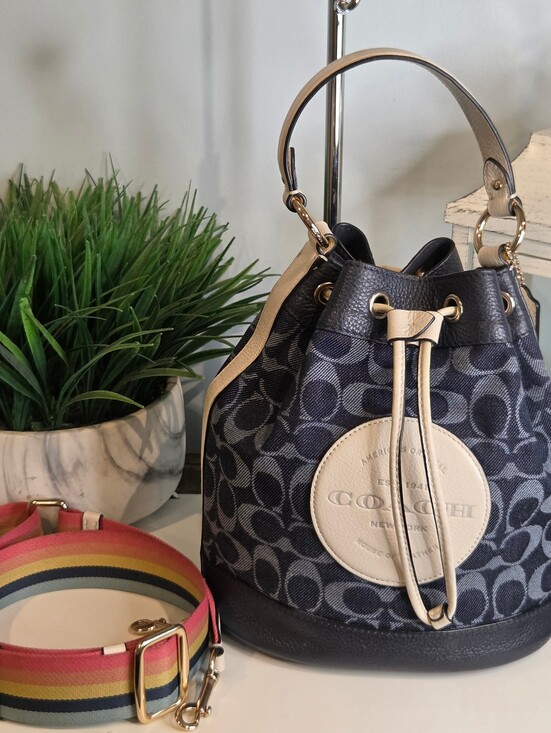 Coach Handbags - Coach Dempsey Drawstring Bucket Bag in Signature Denim